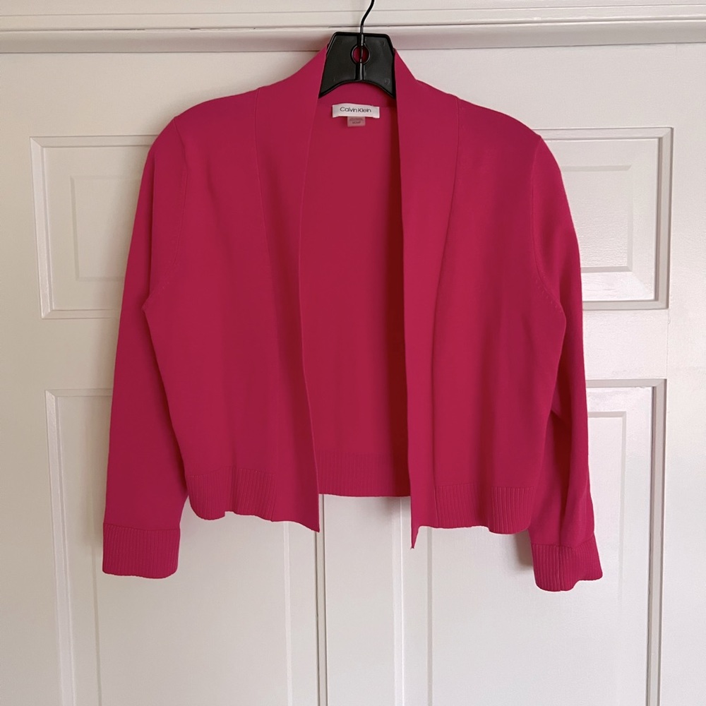Calvin Klein 3/4 Sleeve Open Front Rayon Cropped Shrug